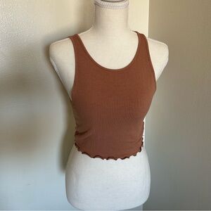 American Eagle Soft & Sexy Ribbed Crop Tank Top Brown Size Small